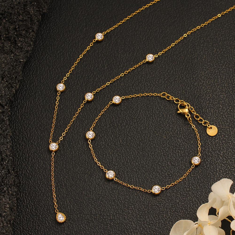 Elegant Zircon Necklace and Bracelet Set for Women – Versatile, Fashionable, and Exquisite
