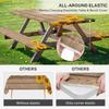 Sunflower Wooden Picnic Table Cover with Bench Covers, Rustic Summer Floral Farmhouse Outdoor Camping Essentials 6FT 3PCS Fitted Rectangle RV Must