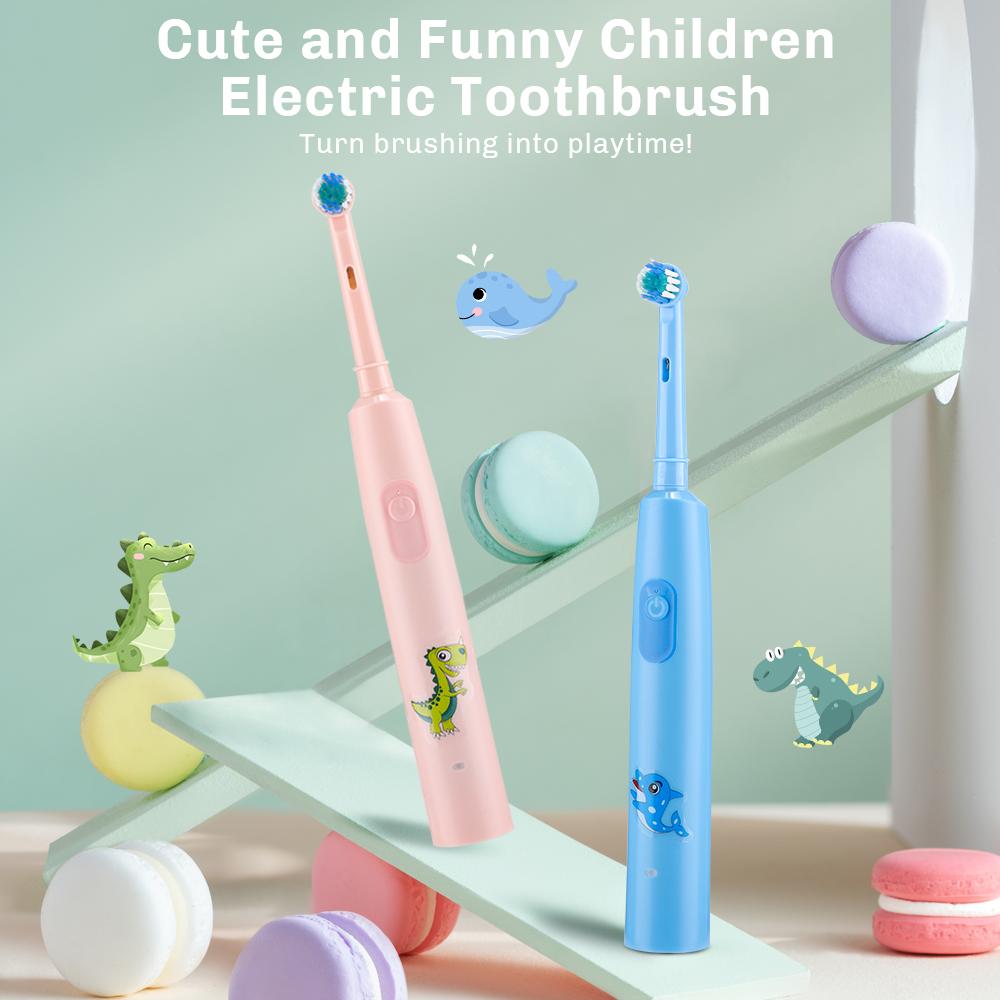 Rechargeable Smart Toothbrush for Children Cleaning Whitening & Massage 3 Modes IP67 Electric Cartoon Toothbrush 2-Min Timer