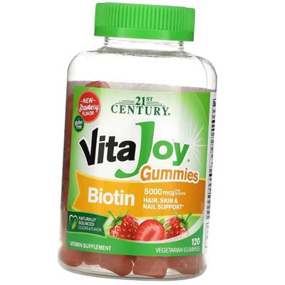 ביוטין לעיסה, גומיות ביוטין של VitaJoy, 120 טבליות צמחיות תות (36440110)