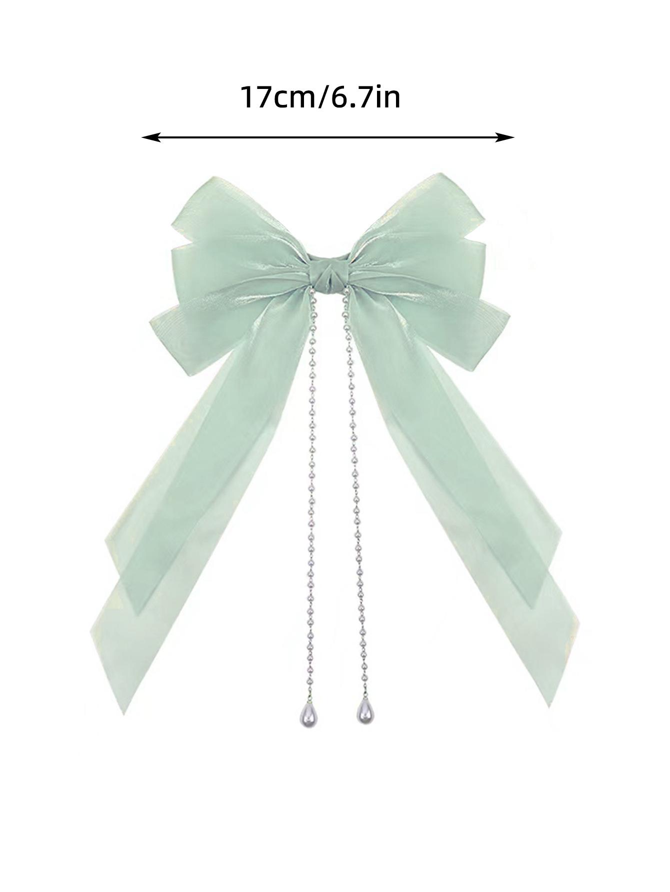 

1 шт. Модные заколки для волос с кисточками из жемчуга и однотонным бантом из ленты для женщин, аксессуары для волос