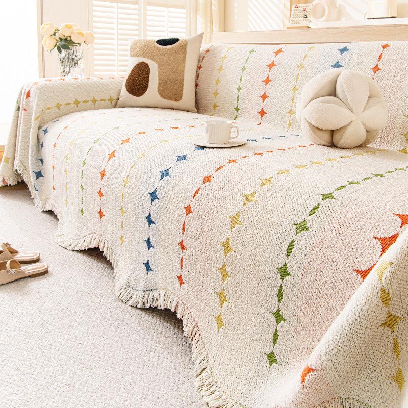 Shenier Thickening Warm Sofa Cover Anti Cat Scratch All Season Universal Sofa Towel Sofa Protect Cover with Tassel Couch Blanket