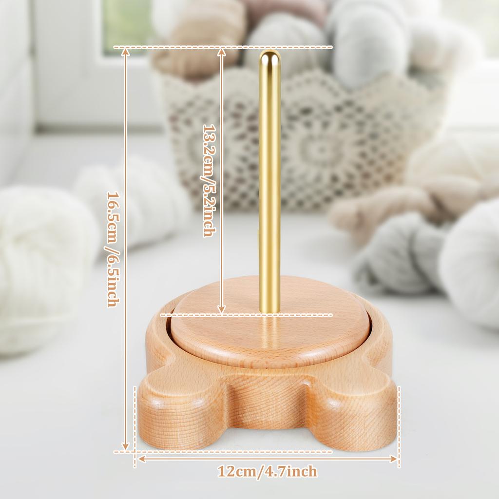 Wooden Yarn Holder Dispenser Portable Beech Wood Yarn Spindle Dispenser Stable Durable Crochet Yarn Ball Holder for Arts Crafts