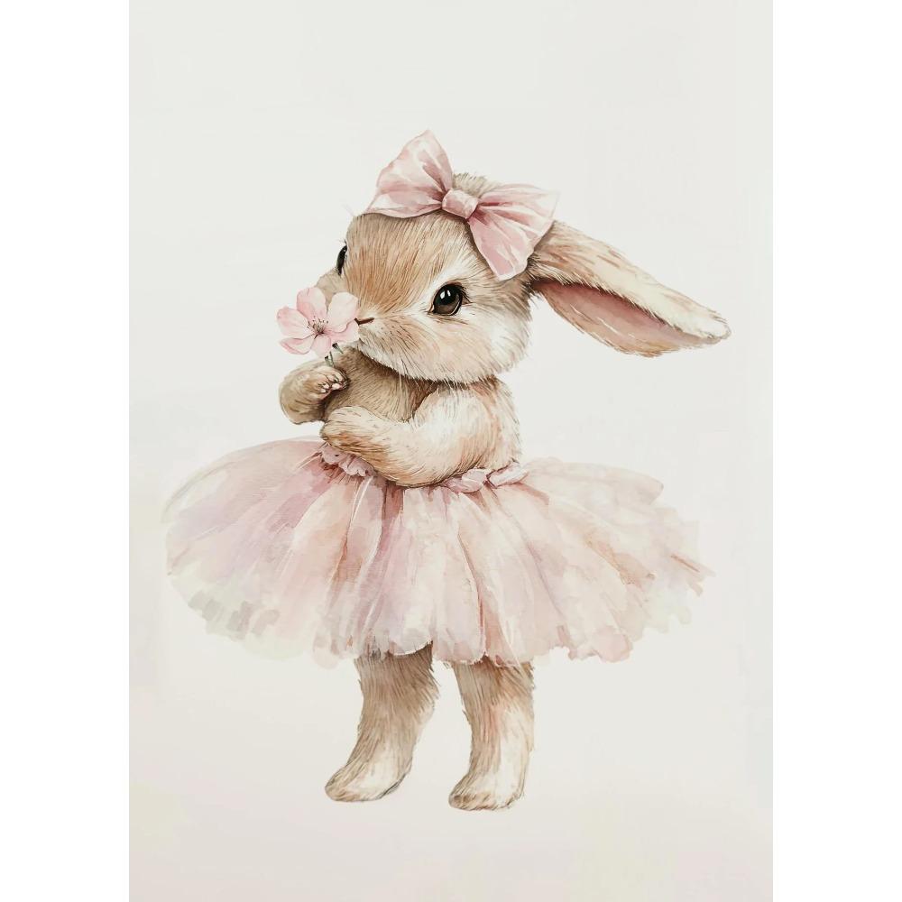 Süßer Ballerina-Hase Ballett Tier Poster und Drucke Leinwanddruck Wandkunst Bild für Mädchenzimmer Kinderzimmer Heimdekoration