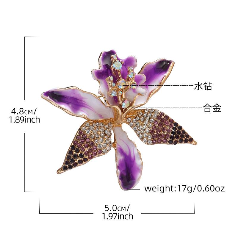 New exquisite enamel orchid brooch high-end elegant temperament suit accessories purple flower female brooch