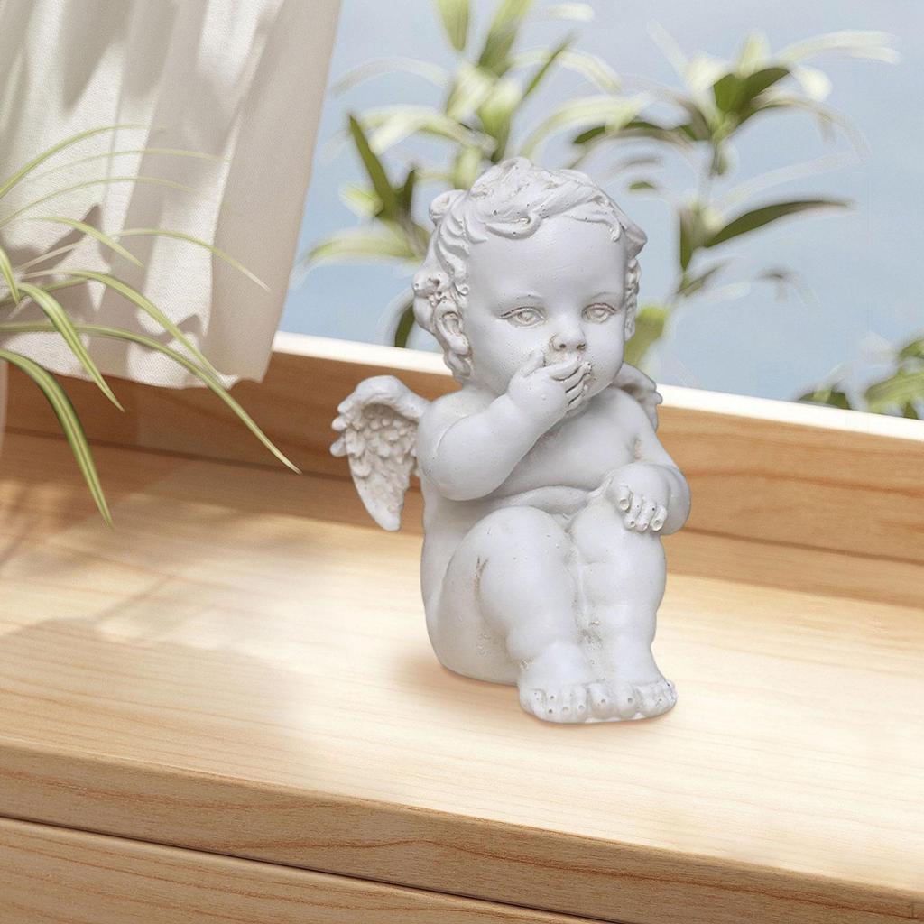 Angel Statue Resin Sculpture Decoration Retro Nordic Style Desktop Ornament for Living Room