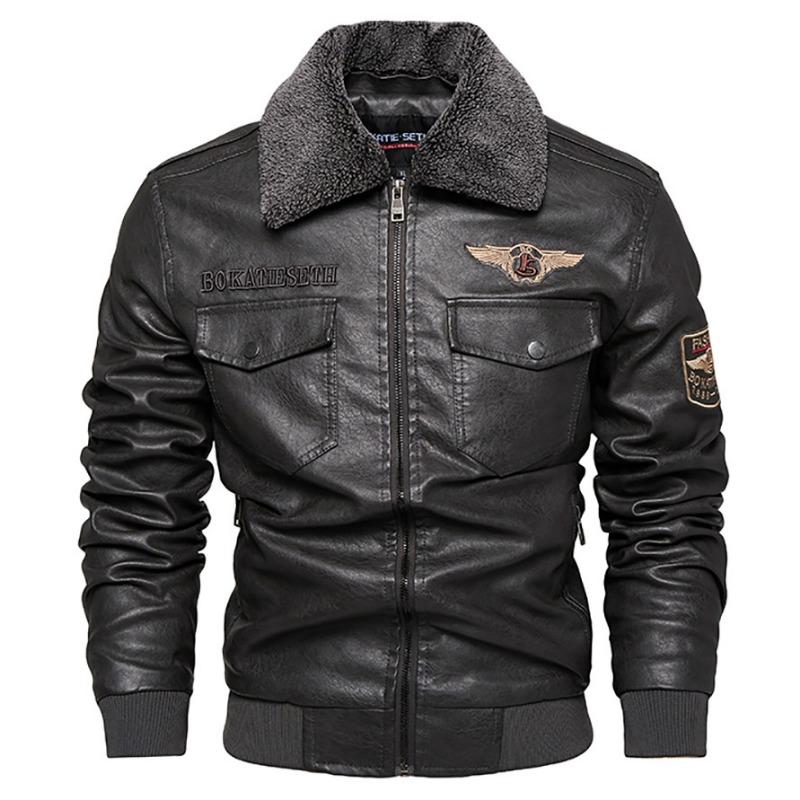 Leather Jacket Men's Autumn and Winter New Leather Jacket Fashion Trend Motorcycle Korean Version Slim PU Stand Collar Jacket Men's Clothing