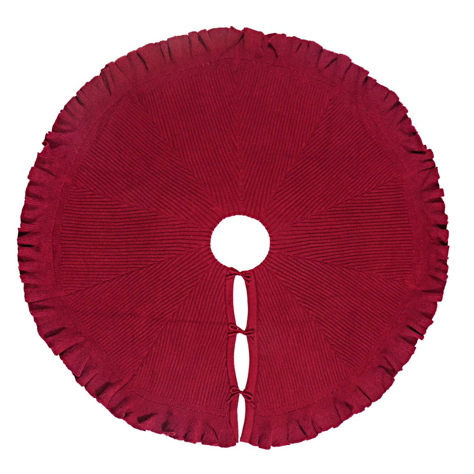Knitted Red Lace Pleated Christmas Tree Skirt Ornament