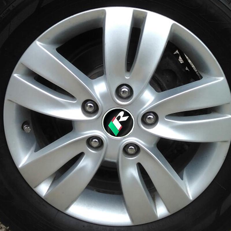 Msdf2 4Pcs Car Hubcap Hub Sticker Wheel Dust-proof Cover Accessories For Skoda VII VRS R Skoda Fabia Karoq Kamiq 3 A5 A7 Rapid Scala