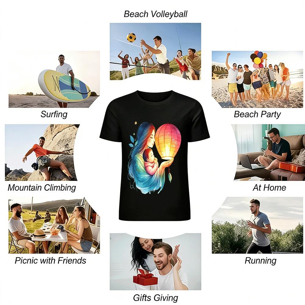 Warm Mother Child Lantern Print Loving Parent-child Outfit Pure Cotton T-shirt