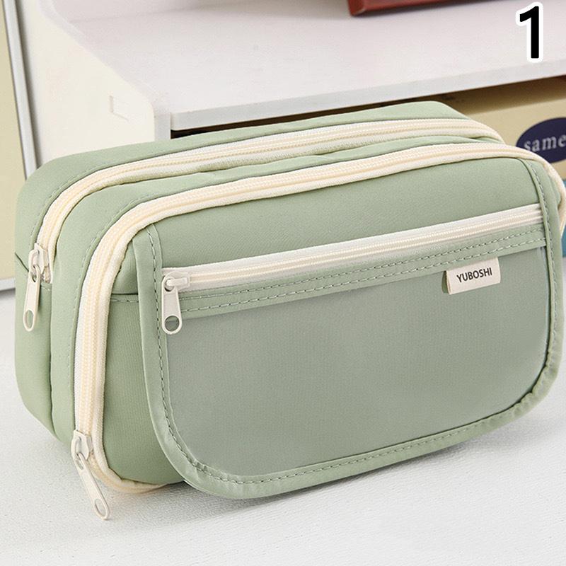 Large Capacity Pencil Bag Cute Capybara Stationery Holder Bag With Brooches Stickers Children Pen Case Animal Zipper Pouch