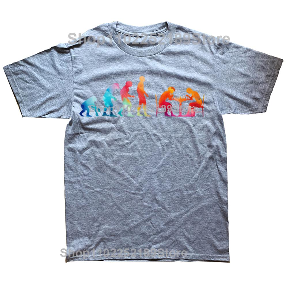 Vintage Retro Chess Evolution Pieces Player Game T Shirt Men Women Pure Cotton Funny Humor Lover Tee Shirt Short Sleeve Clothing