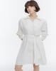 Ish Classic V-Neck Back Pleated Shirt Dress (White)