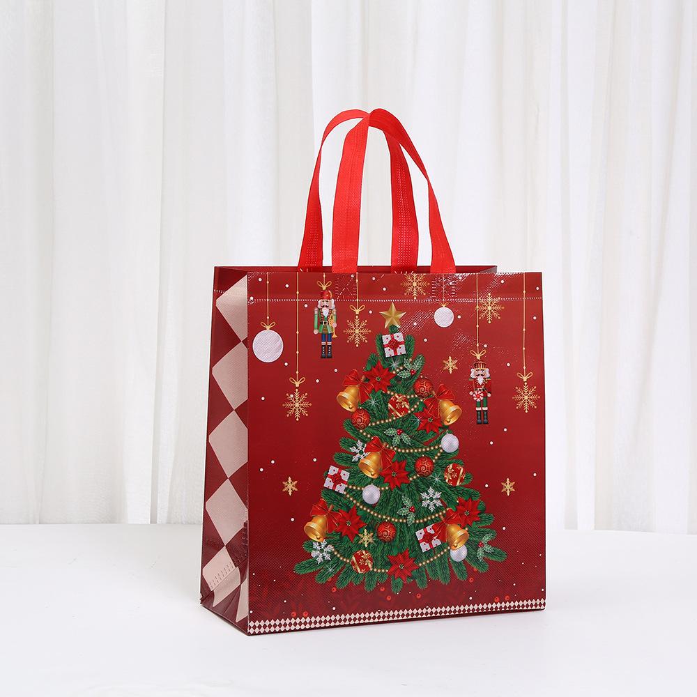 Christmas Gift Bag Elegant Non-Woven Fabric Tote Bag Foldable Gift Storage Waterproof Bag Shopping Bag for New Year Christmas
