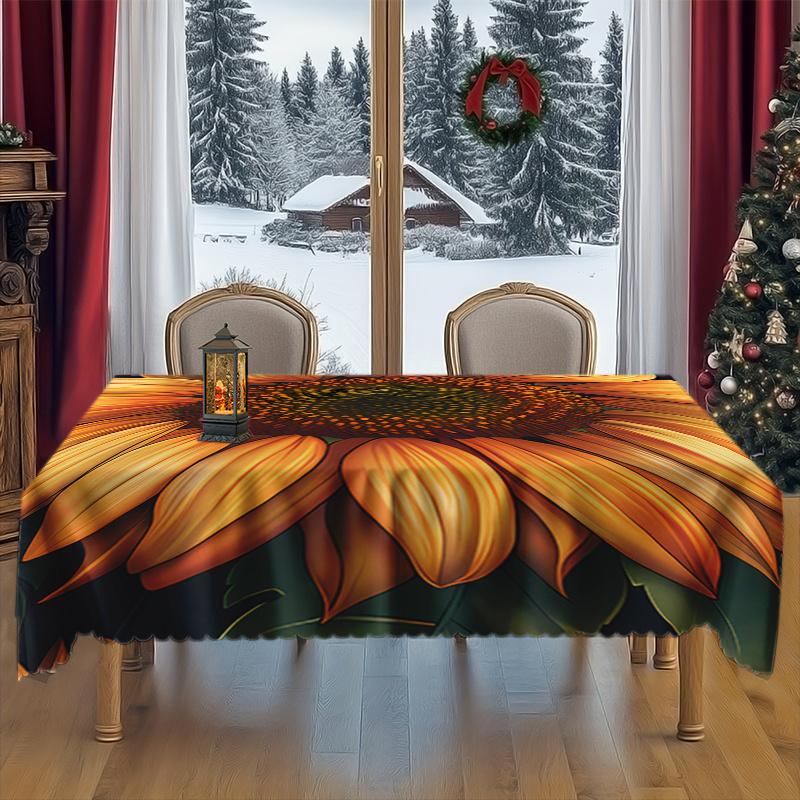 Vibrant Sunflower Pattern Tablecloth - Easy-Clean PolyestPicnic Accessorieser, Perfect for Picnics, Camping, Weddings, Parties, Christmas