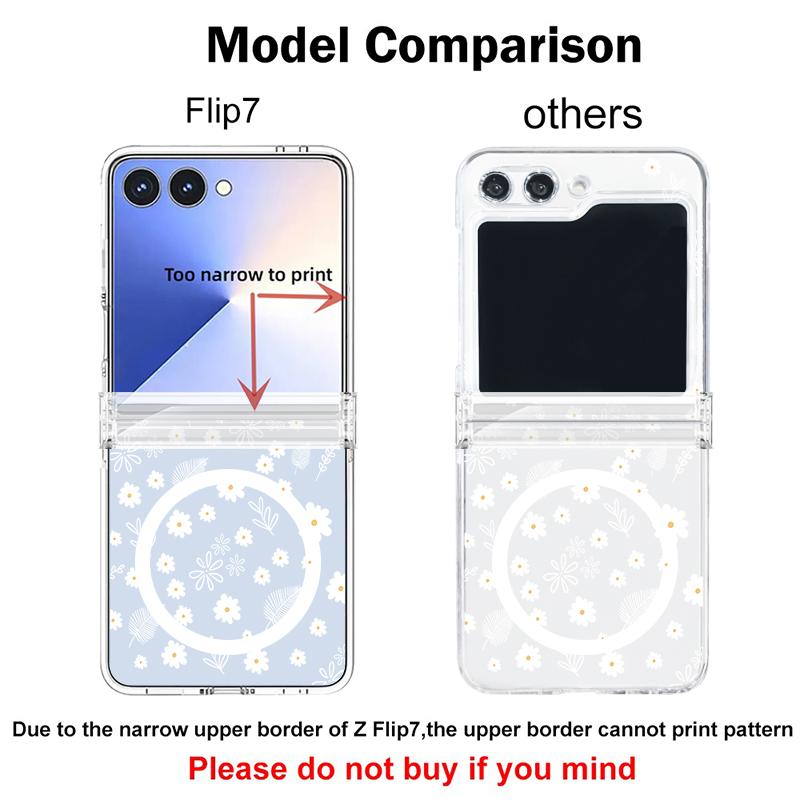 Luxury Flowers Print Case For Samsung Galaxy Z Flip 8 7 FE 6 5 Z Flip8 Flip7 Flip6 Magnetic Clear Hard PC Folding Phone Cover
