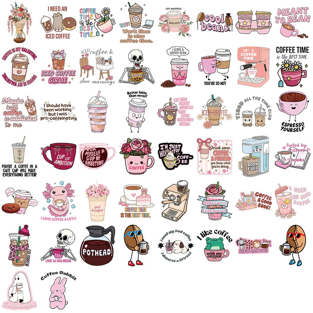 50/100pcs Funny Coffee Bookish Book Reading Stickers Kindle Aesthetic Girls Decals Ipad Phone Laptop Diary Sticker