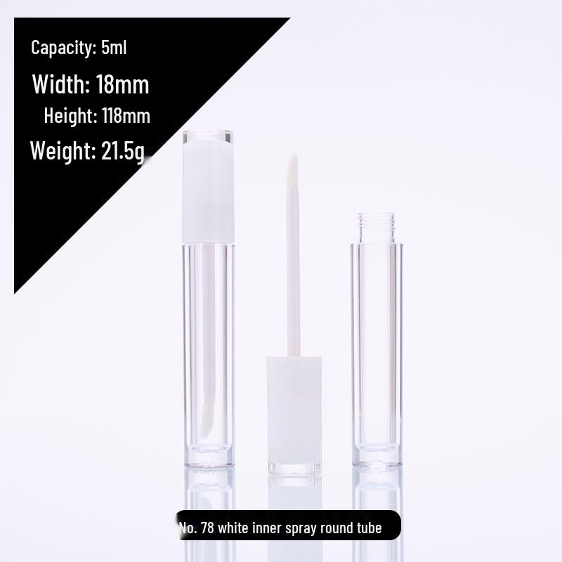 In Stock: 5ml Round Transparent Lip Gloss Tube, Spray Inner, Lip Glaze Empty Bottle, Lipstick Tube