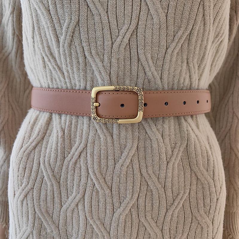 Genuine Leather Womens Cowhide Belt Alloy Buckle Fashionable Casual Decoration