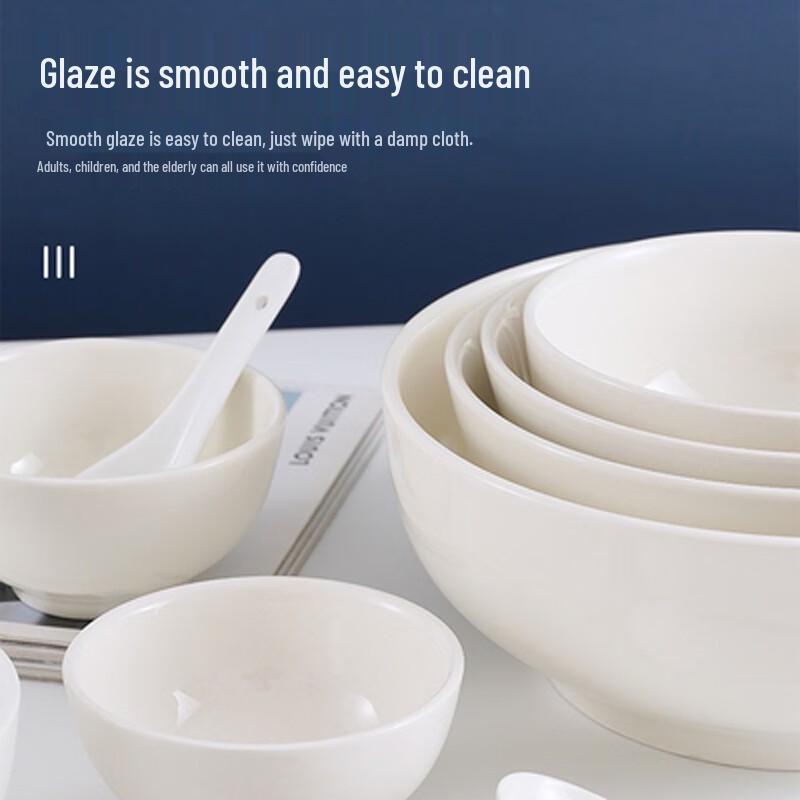 Pure White Ceramic Rice Bowls