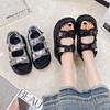 Sports Sandals Girl 2025 New Summer Fairy Wind Platform Muffin Shoes Velcro Sequins Seaside Beach Shoes