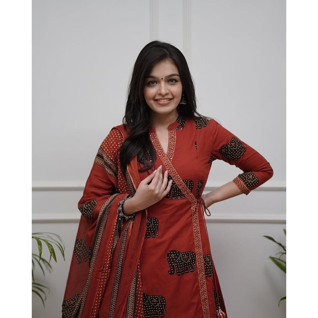 Women Designer Tunic Kurta Pant Dupatta Set Indian Pakistani Party Wear Kurti SC-2260a