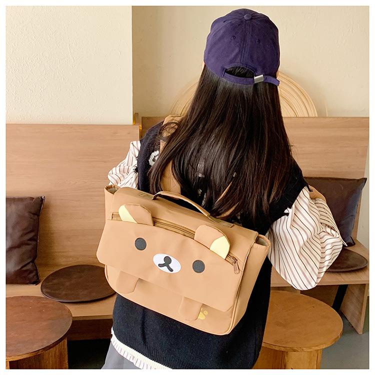 2025 New Large-capacity Super Cute Japanese Cute College Bear Embroidery Pattern Student Bag, Backpack