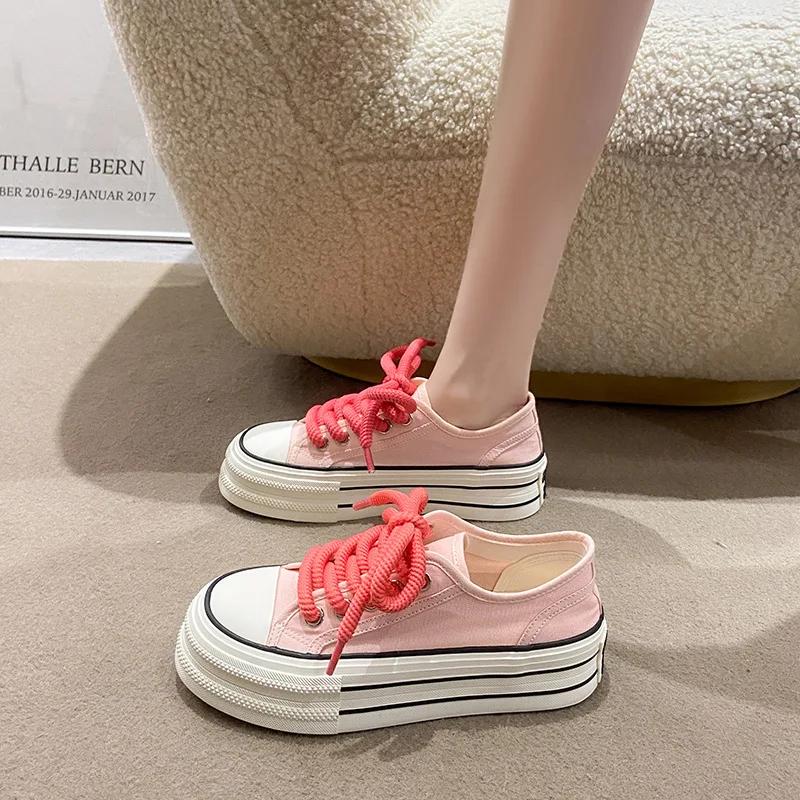 Fashion 2025 Summer New Women's Fashion Casual Canvas Shoes Comfortable, Breathable, Thick Soled, Anti Slip Casual Shoes