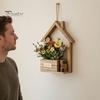 Rustic Home Wall Decoration Wooden Planter, Creative Hanging Flower Pot Basket for Indoor Plants Natural Wood Faux Flowers, Decor Living Room Balcony