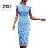 Pencil Dress Fashion Party O Neck Sleeveless Formal Mid Waist Lace Evening for Banquet