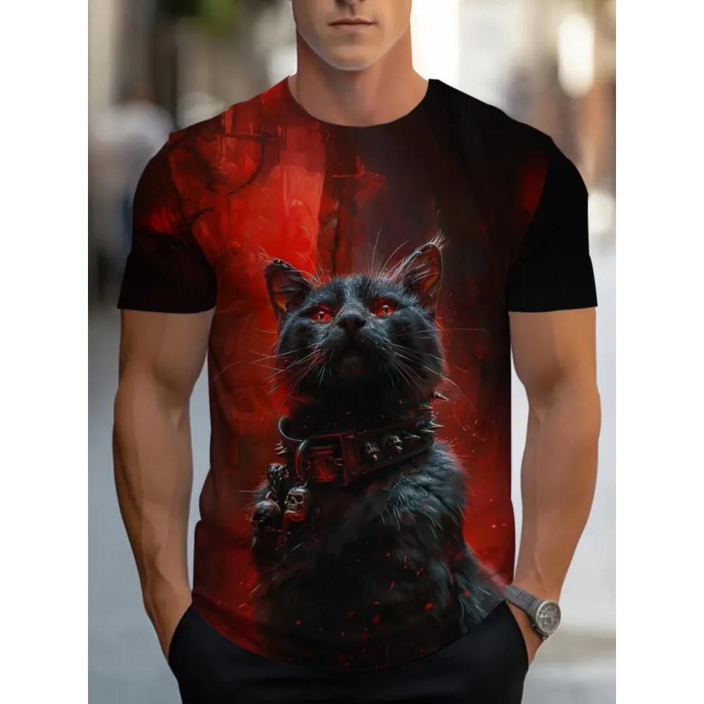 Summer Mens T-shirt Creative 3D Printed Short Sleeved T-shirt Fashionable Comfortable Soft Breathable Large Loose T-shirt