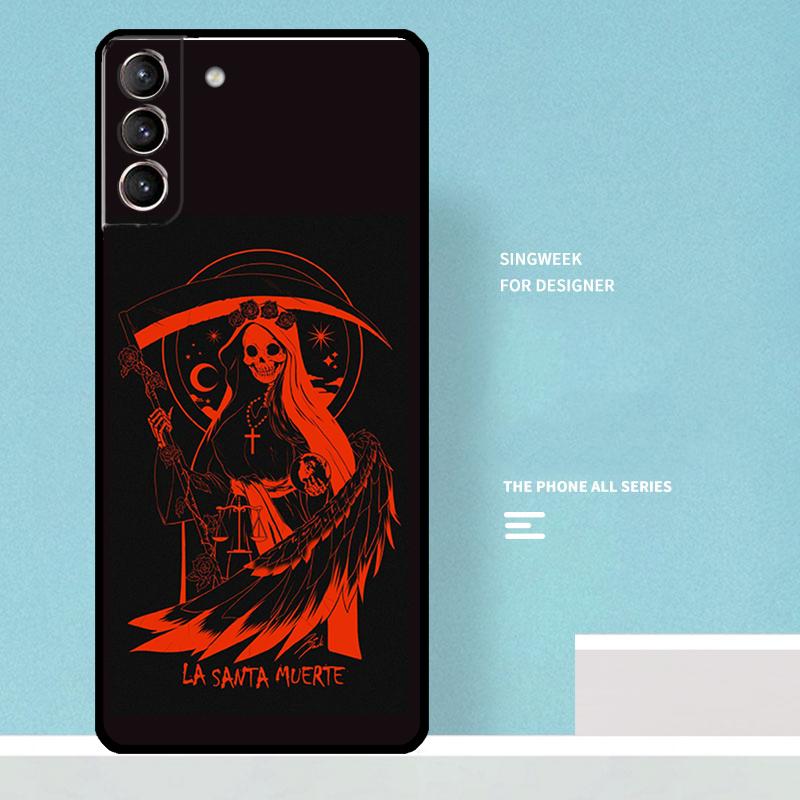 Black Dark Art La Santa Muerte Cover For Samsung Galaxy S24 S23 S22 S21 Ultra Plus S20 FE S8 S9 S10 Note 10 20 Ultra Case