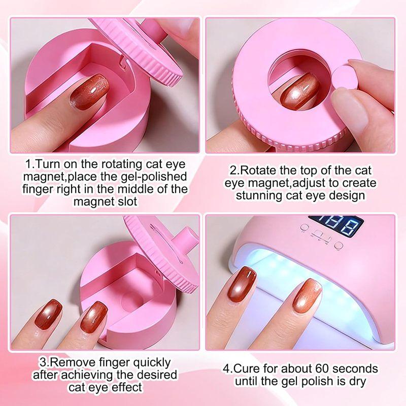 Rotating Cat Eye Nail Magnet Wide Light Glass Bead Effect Multifunctional Strong Automatic Nail Art Magnetic Gel Nail Polish