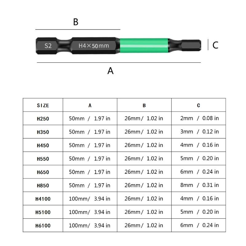 Impact Resistant Magnetic Insert Bit High Torque Hex Head Power Bit Alloy Steel Eletric Screwdriver Bit Replacement