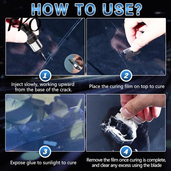 Clear Resin Windshield Repair Chip Kit, Car Crack Kit for Glass Repair, Automotive DIY Tool Small Chips Star Bullseye Do It Yourself Fix