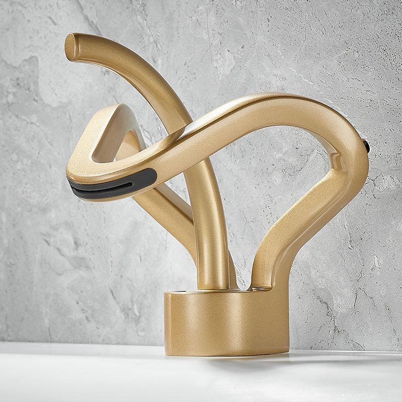 Gold Bathroom Faucet Black Basin Faucet Brass Creative Gray Bathrooom Sink Mixer Tap Hot & Cold Waterfall Basin Faucet