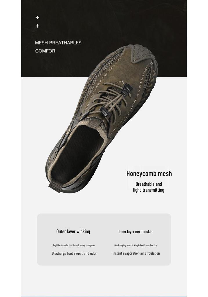 Handmade Men's 2026 New Summer Mesh Hollow Breathable Shoes