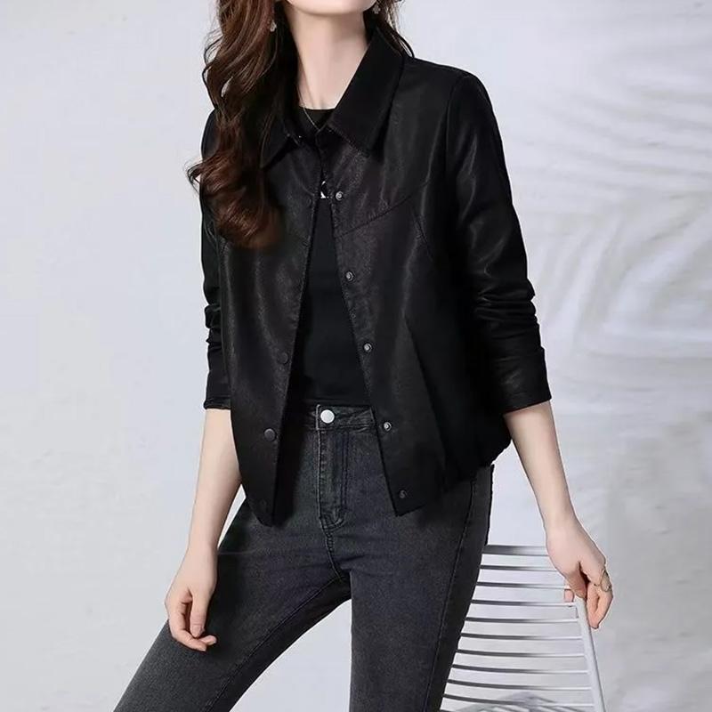 Coat for Women Cotton Autumn Winter Thickened Casual Oversize Middle-Aged and Elderly Leather Jacket