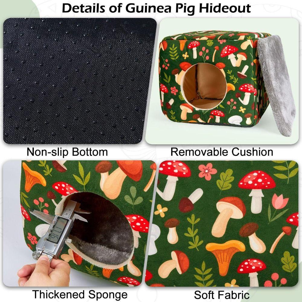 Cozy Washable Guinea Pig Hideout with Cushion Breathable Small Pet Bed Large Size Non-slip Chinchilla Hamster House Rabbit