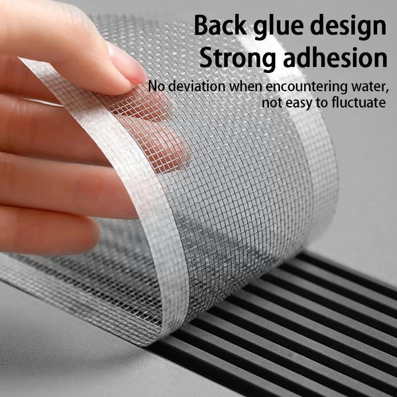 Filtru de scurgere de duș decupabil de 5 m pentru prindere de păr Autocolante autoadezive de scurgere din plasă pentru chiuvetă