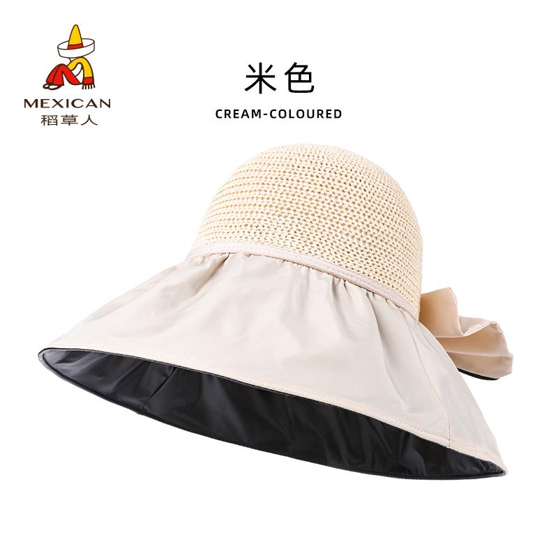 Hat Women's Summer Sunshade Sunscreen UV Bucket Hat Face Cover Vinyl Sun Hat Large Brim Folding