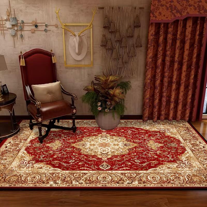 Persian Retro Large Living Room Carpet Decoration Home Ethnic Style American Bedroom Rug Cloakroom Lounge Soft Mat Washable