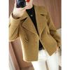 Women's Wool Coat Short Style with Lapel Collar Double Breasted Design