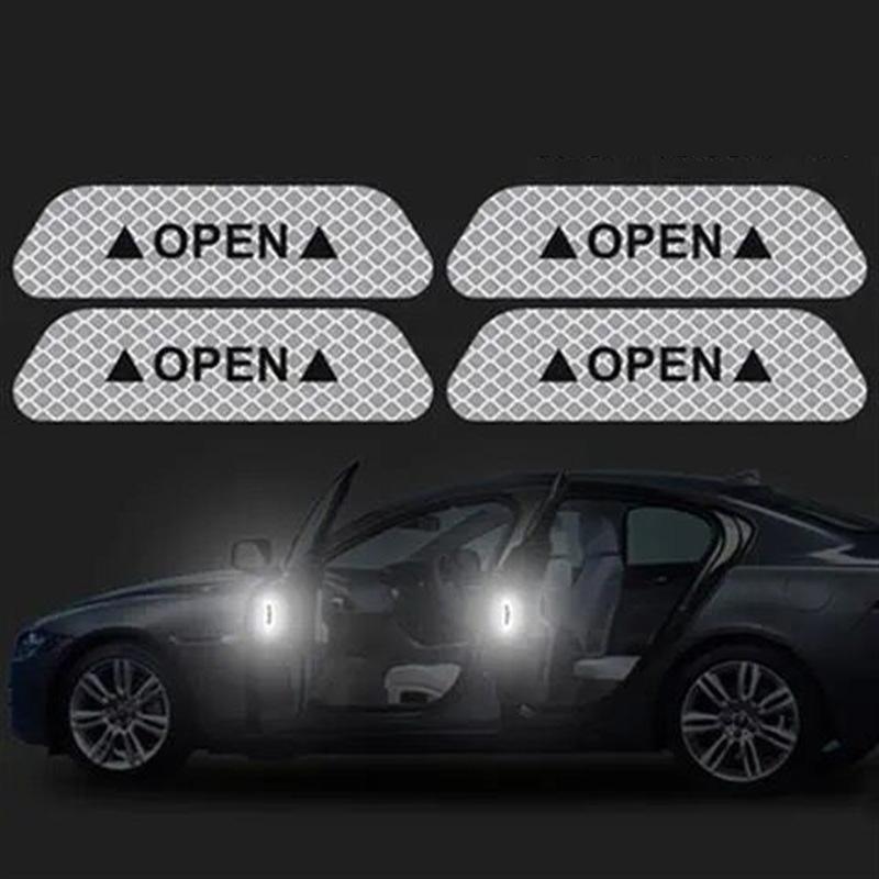 4pcs Car Door Reflective Sticker Open Door Warning Anti-collision Sticker Modified Car Body Decoration Creative Car Sticker