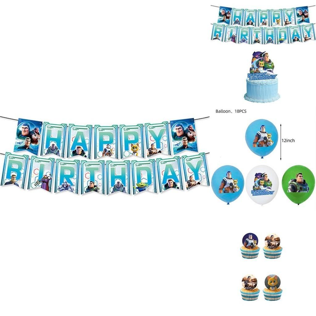 Buzz Lightyear Toy Story Birthday Party Decoration Set With Balloons Banner And Cake Toppers