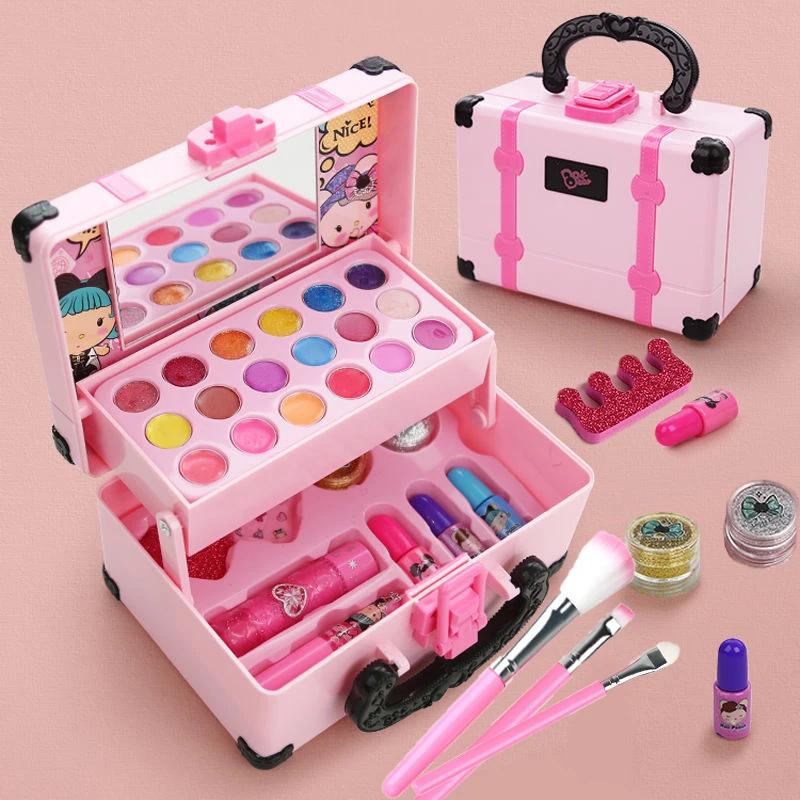 New Safe Non-toxic Children's Makeup Toy Box Princess Makeup Girl Toy Set Lipstick Eye Shadow Girl Toy House Toy Birthday Gift
