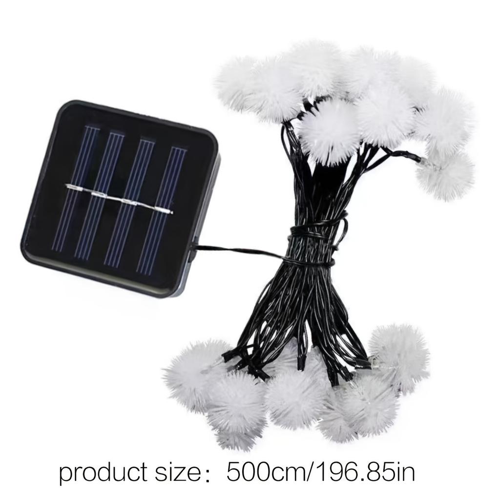 5/6/9m Solar-Powered Dandelion Seed Ball String Lights, 8 Modes Garden Decorative Hanging Ornaments, Christmas Decoration Light