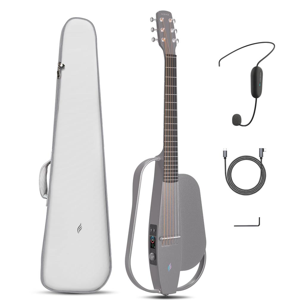 Enya NEXG SE Acoustic Guitar Smart Guitar, Travel Guitar, Silent Guitar, Carbon Fiber Construction, Wireless Headset Microphone, 30W Wireless