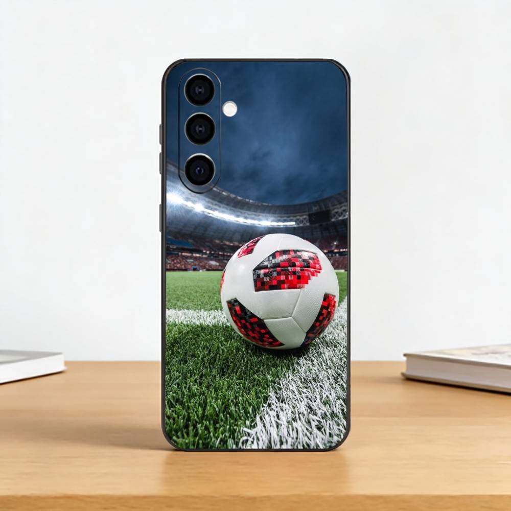 Football Sport Soccer Phone Case Black Silicone Soft For Samsung Galaxy A73,A72,A71,A70,A53,A52,A51