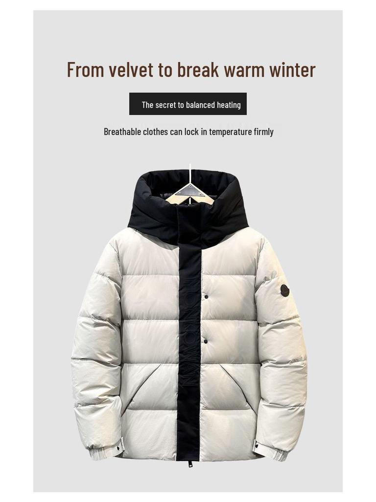 Winter Mengjia Black Warrior Daunenjacke: Unisex Kurzmantel mit Kapuze und dicken, warmen Entendaunen